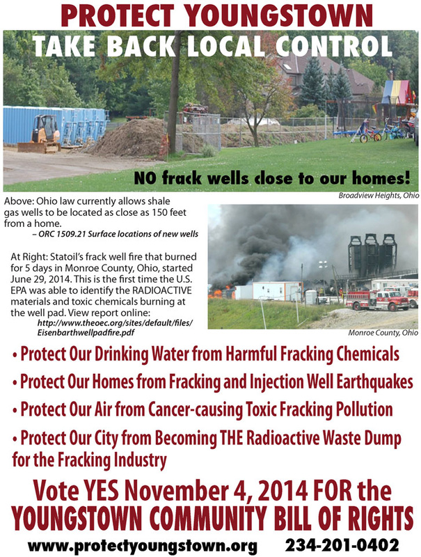 Protect Youngstown's drinking water, Protect Our homes from earthquakes and keep radioactive fracking waste out of Youngstown, Ohio!